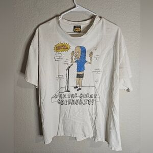 White Graphic Tee with Cartoon Print